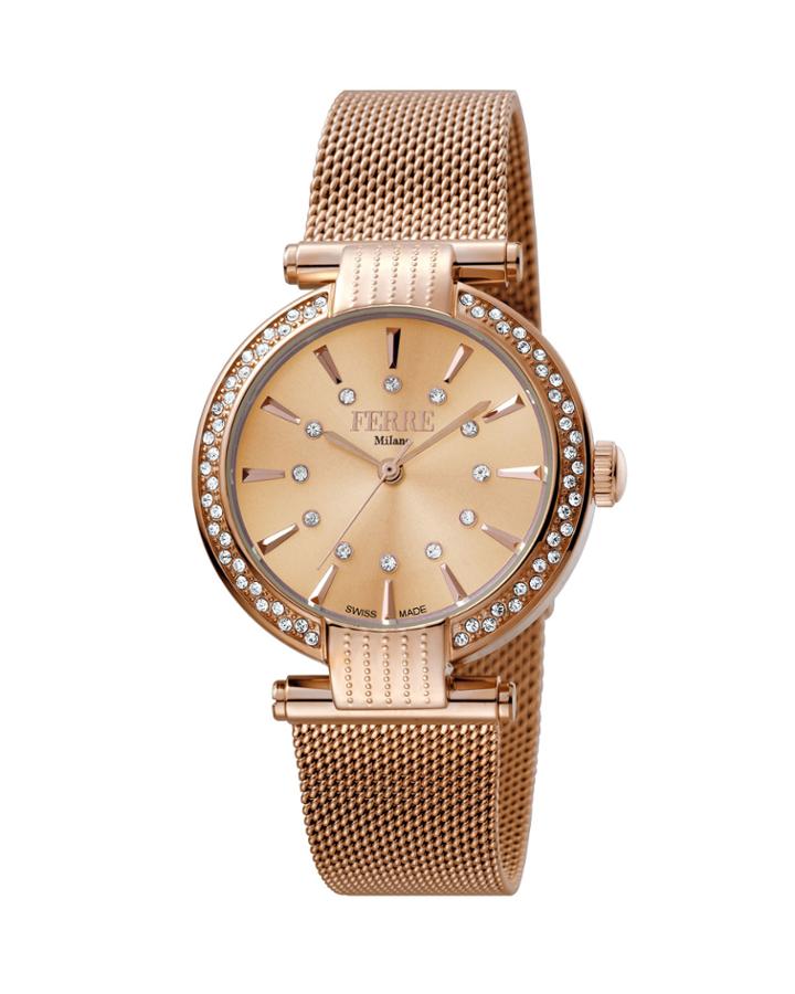 Women's 34mm Stainless Steel 3-hand Glitz Milgrain Watch With Bracelet, Rose