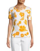 Outlined Painted Floral Jersey Top