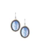 New World Large Sapphire Triplet & Diamond Oval Drop Earrings