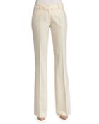 Wool-cashmere Flared Trousers, Vanilla