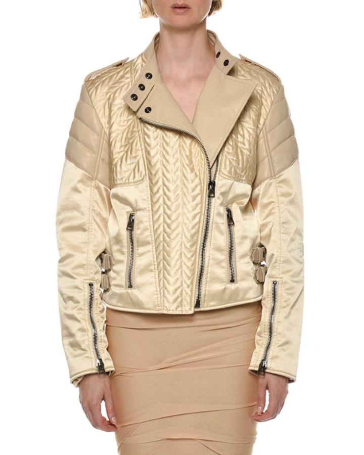 Satin & Leather Biker Jacket