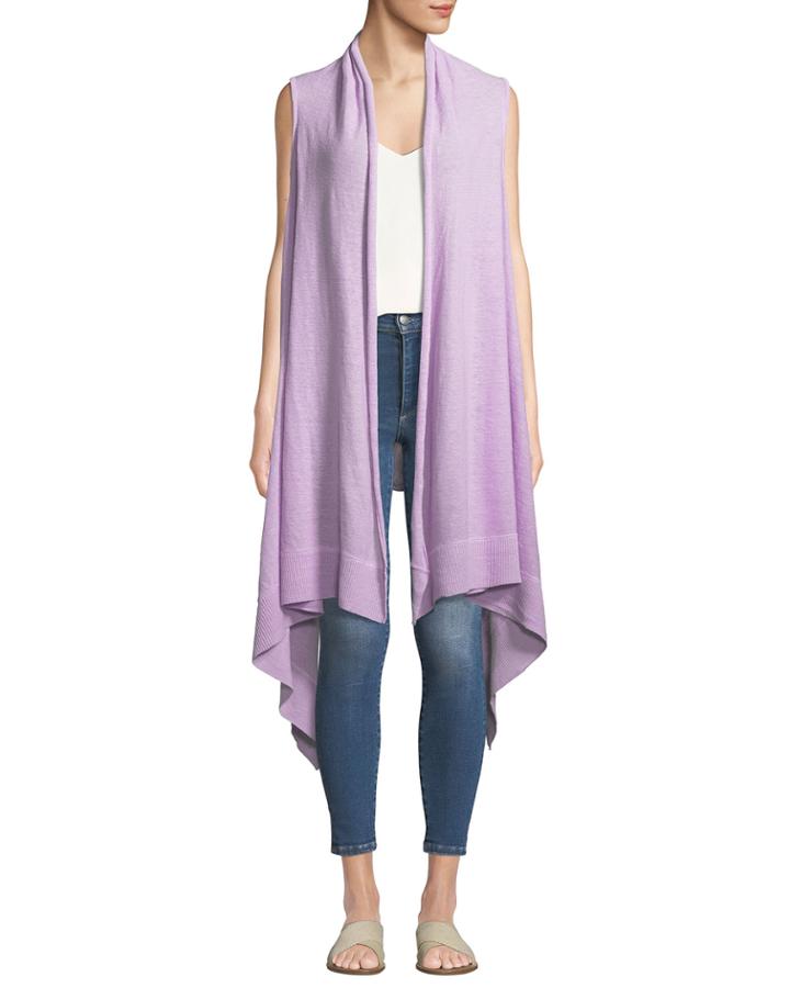 Linen Long Handkerchief Cardigan Vest