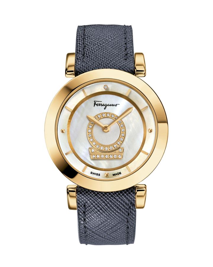 36mm Minuetto Gold Ip Diamond-dial Watch With Blue