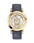 36mm Minuetto Gold Ip Diamond-dial Watch With Blue