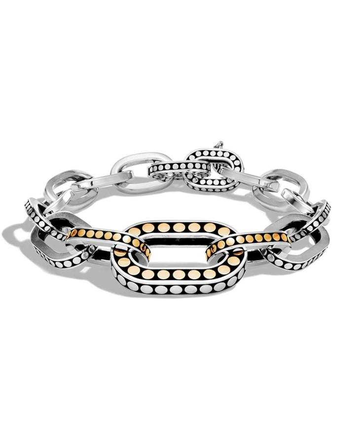 Dot Brushed Two-tone Graduated Link Bracelet,