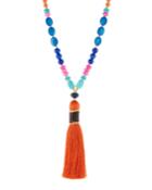 Mixed Bead & Tassel Pendant Necklace