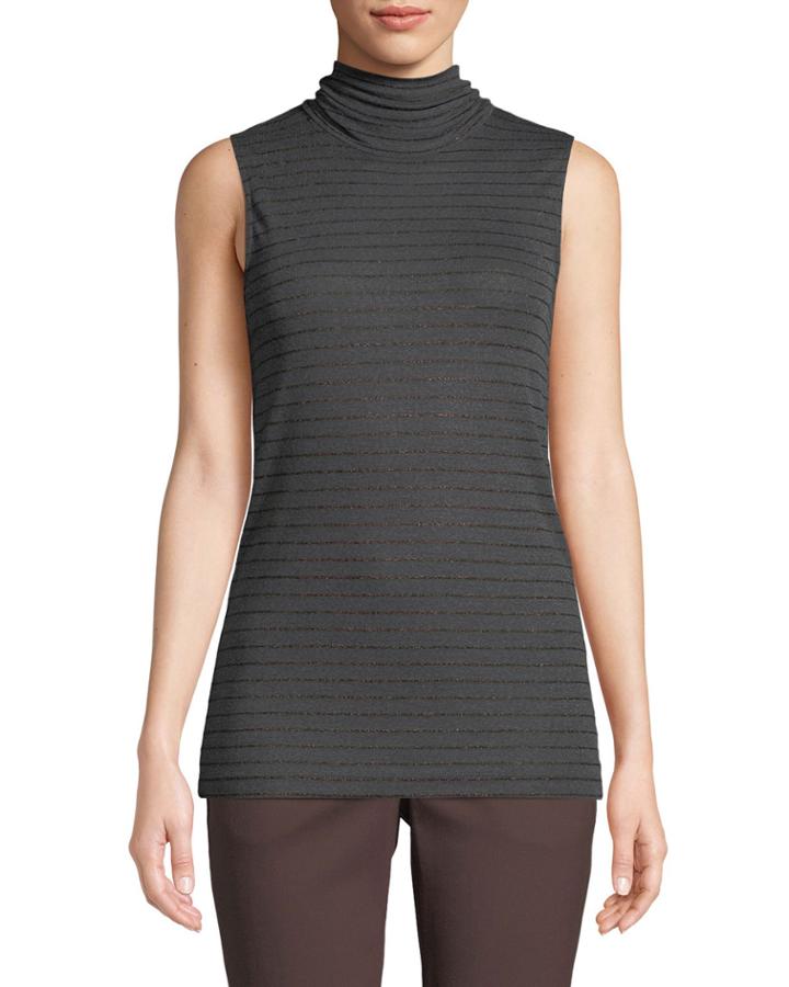 Glitter Stripe Wool-blend High-neck Tank