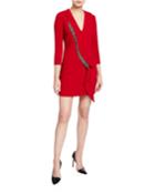 Long-sleeve Crepe Embellished Dress