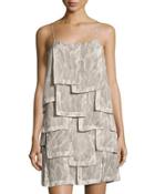 Sleeveless Printed Patch Dress, Gray Pattern