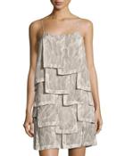 Sleeveless Printed Patch Dress, Gray Pattern