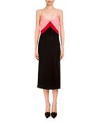 Leslie Colorblock Slip Dress, Black