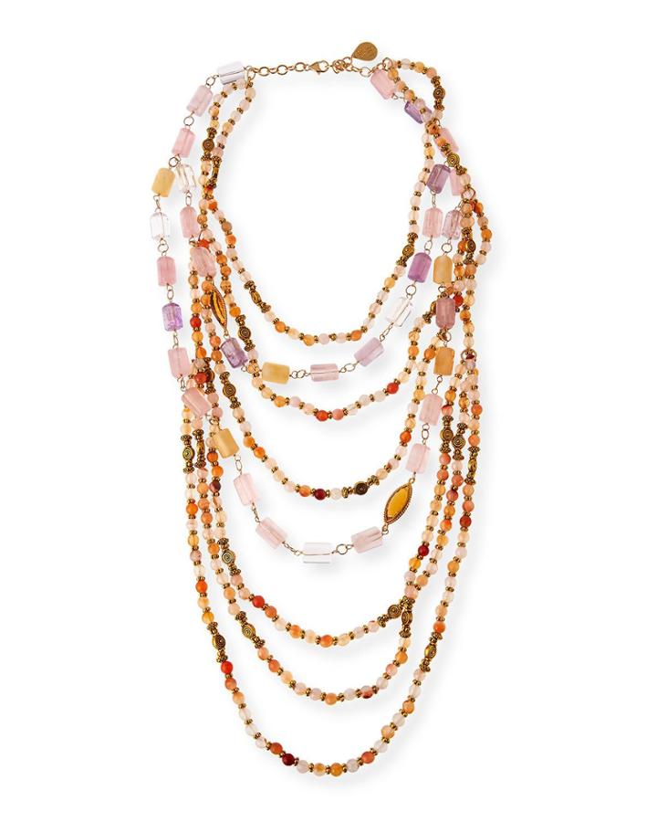 Beaded Quartz, Amethyst & Citrine Multi-strand Necklace