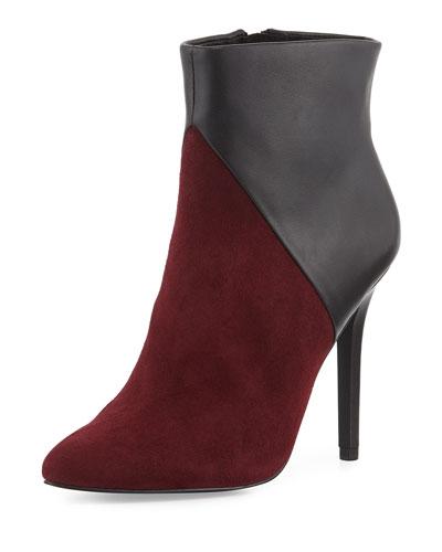 Pine Colorblock Suede-combo Bootie, Burgundy
