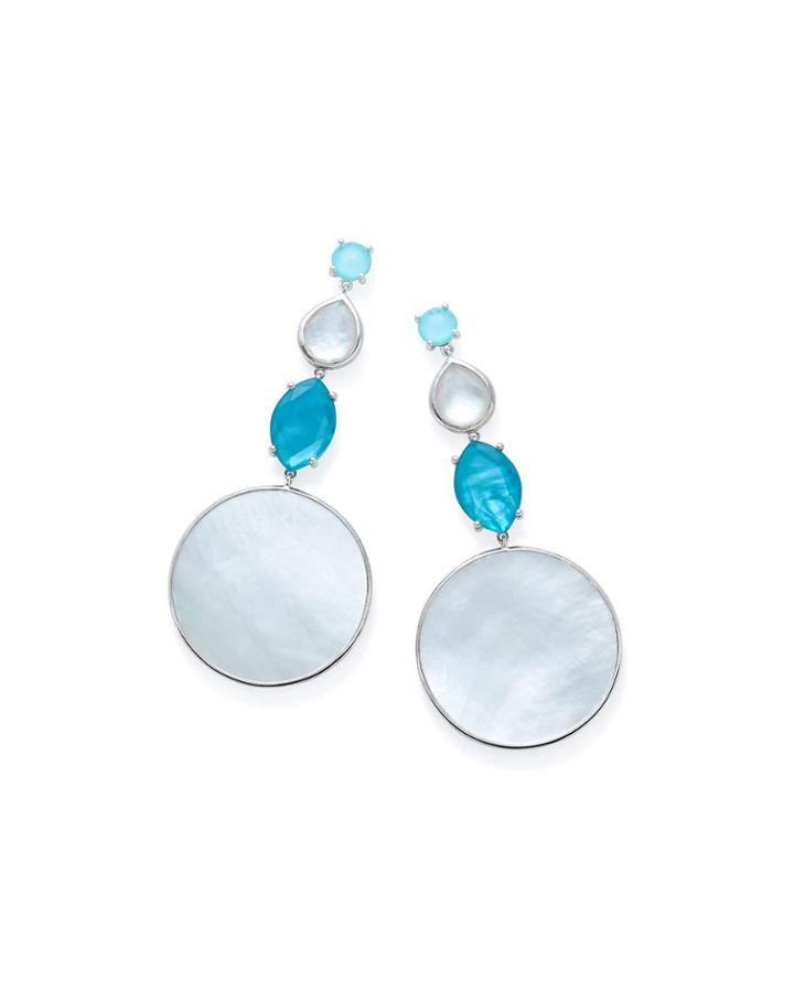Wonderland Long Multi-shape Stone Earrings In Bermuda