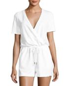 Caley Jersey Drawstring Romper, White