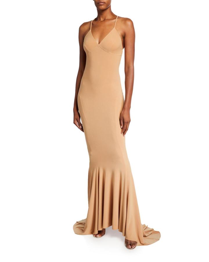 V-neck Low-back Mermaid Fishtail