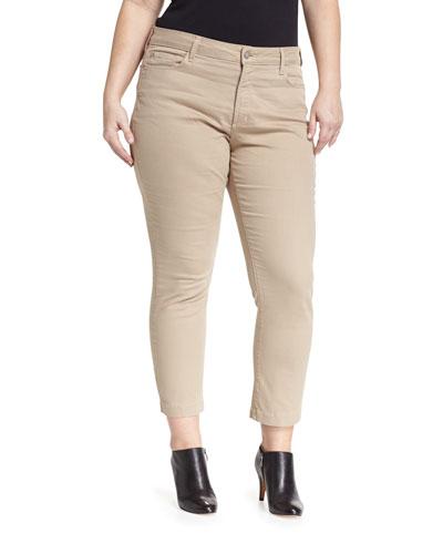 Audrey Stretch-denim Ankle Pants, Almond,