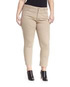 Audrey Stretch-denim Ankle Pants, Almond,