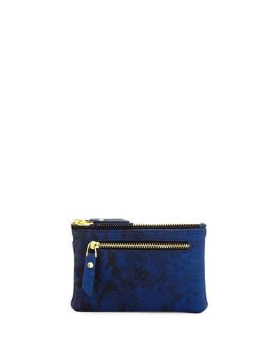 Exotic Embossed Faux-leather Coin Purse, Cobalt