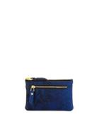 Exotic Embossed Faux-leather Coin Purse, Cobalt