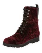 Camren Crushed Velvet Combat Boot