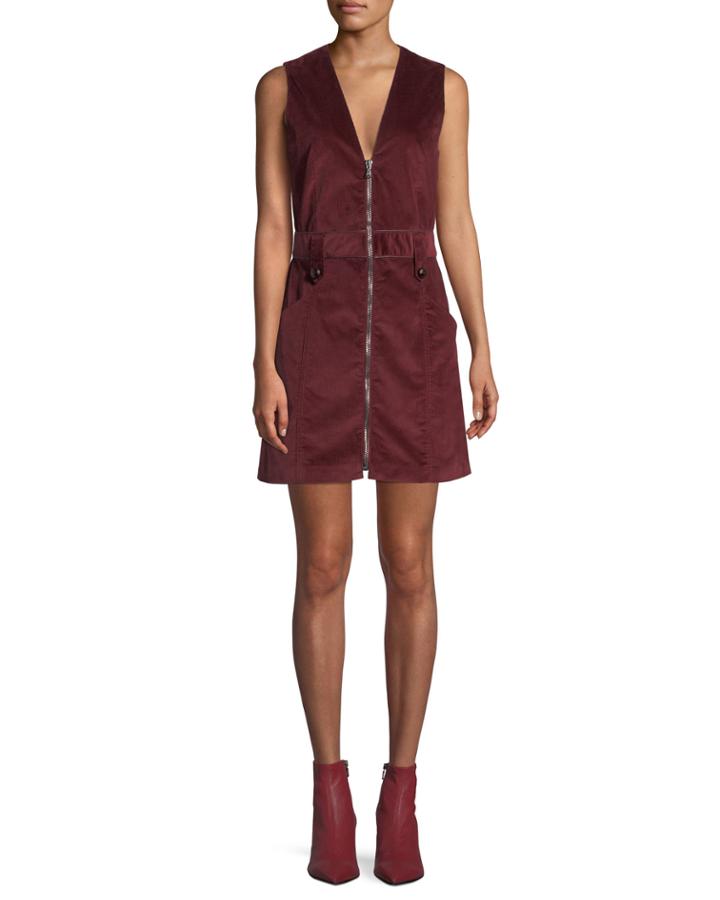Orial Short Zip-front Corduroy Dress