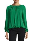 Diane Von Furstenberg Hathaway Keyhole Silk Top, Hunter Green, Women's, Size: Small, Hunter Gre