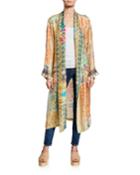 Prima Printed Long-sleeve Silk Twill Robe