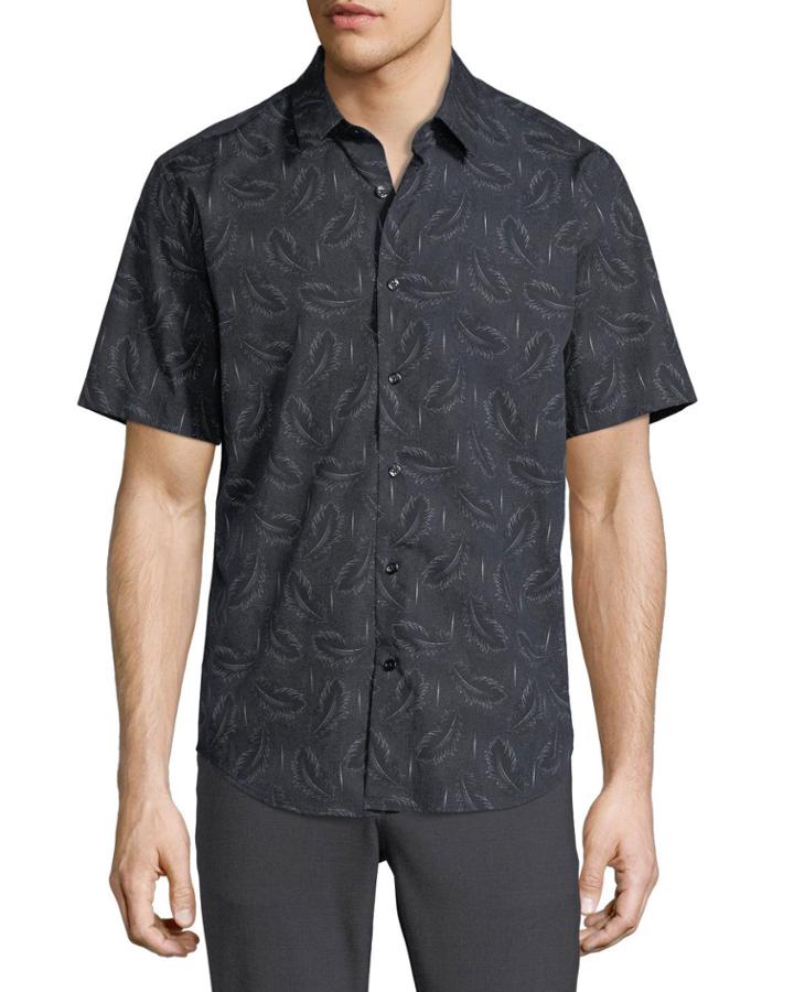 Feather-print Short-sleeve
