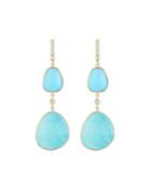 18k Double-drop Turquoise & Diamond Earrings