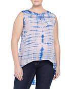 Tie-dye High-low Tank, Light Pink/blue, Women's