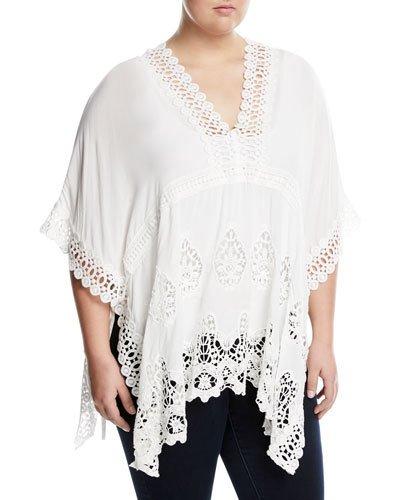 Empire-waist Crochet-trimmed Blouse,