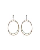 18k White/rose Gold 2-hoop Diamond/tsavorite Earrings