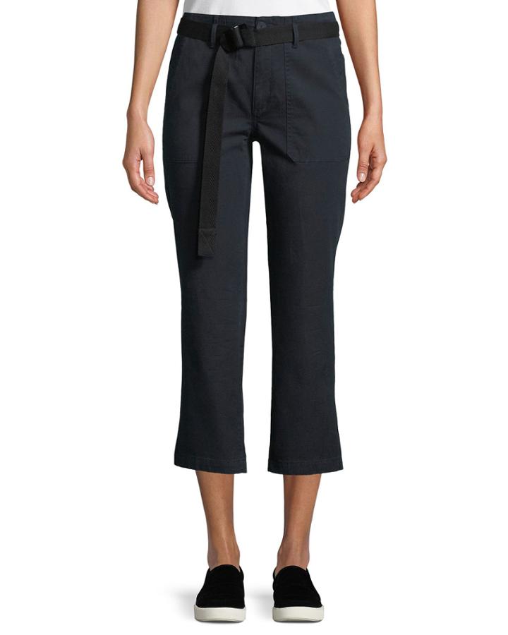 Belted Flare-leg Cropped Jeans