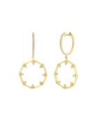 14k Diamond Octagonal Hoop-drop Earrings