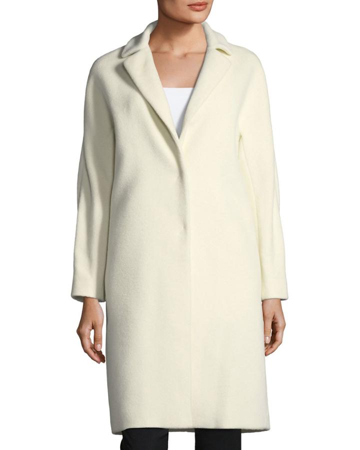 Notched-collar Button-front Wool