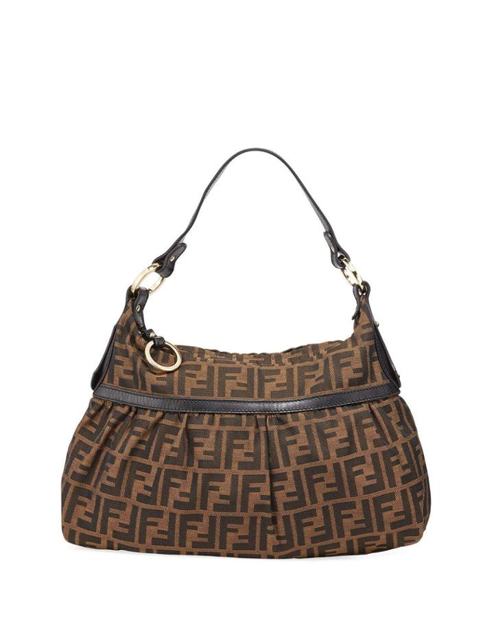 Preowned Ff Logo-embossed Brown Zucca Canvas