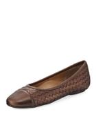 Silex Napa Leather Woven Flat, Castagna Pearl
