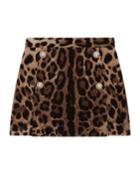 Girl's Leopard Print Velvet Skirt,
