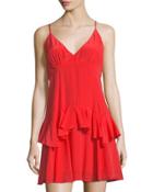 Ruffle-trim Silk