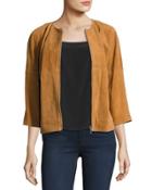 Cropped Suede Bomber Jacket,