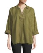 Pinstriped Lace-front Tunic