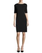 Asymmetric-seamed Punto Milano Sheath Dress,