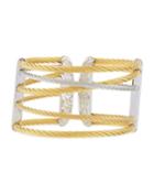 Overlapping Steel Cable Cuff, Gray/gold