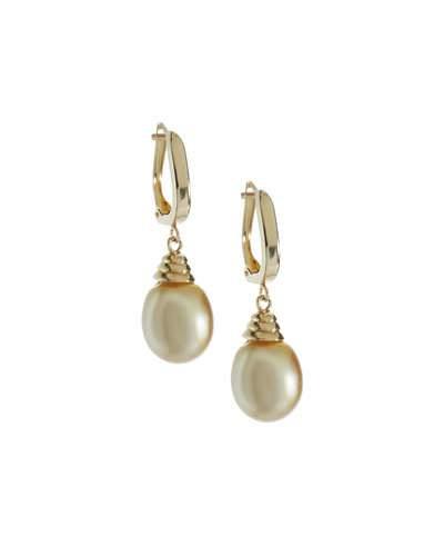 14k Golden South Sea Pearl Drop Earrings