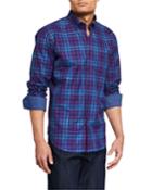 Men's Shaped-fit Plaid Sport Shirt With Button-down Collar
