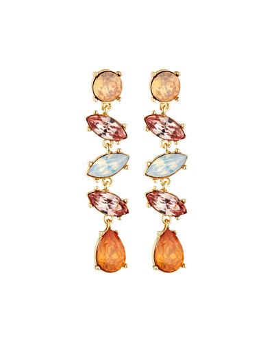 Delicate Multi-crystal Dangle Earrings, Brown