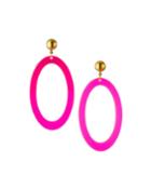 Large Oval Neon Earrings, Pink