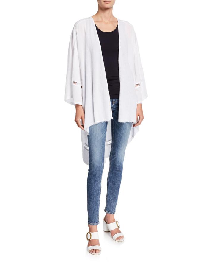 Miuccia Lattice Insert Lace-up Back High-low Kimono
