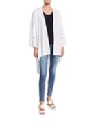 Miuccia Lattice Insert Lace-up Back High-low Kimono